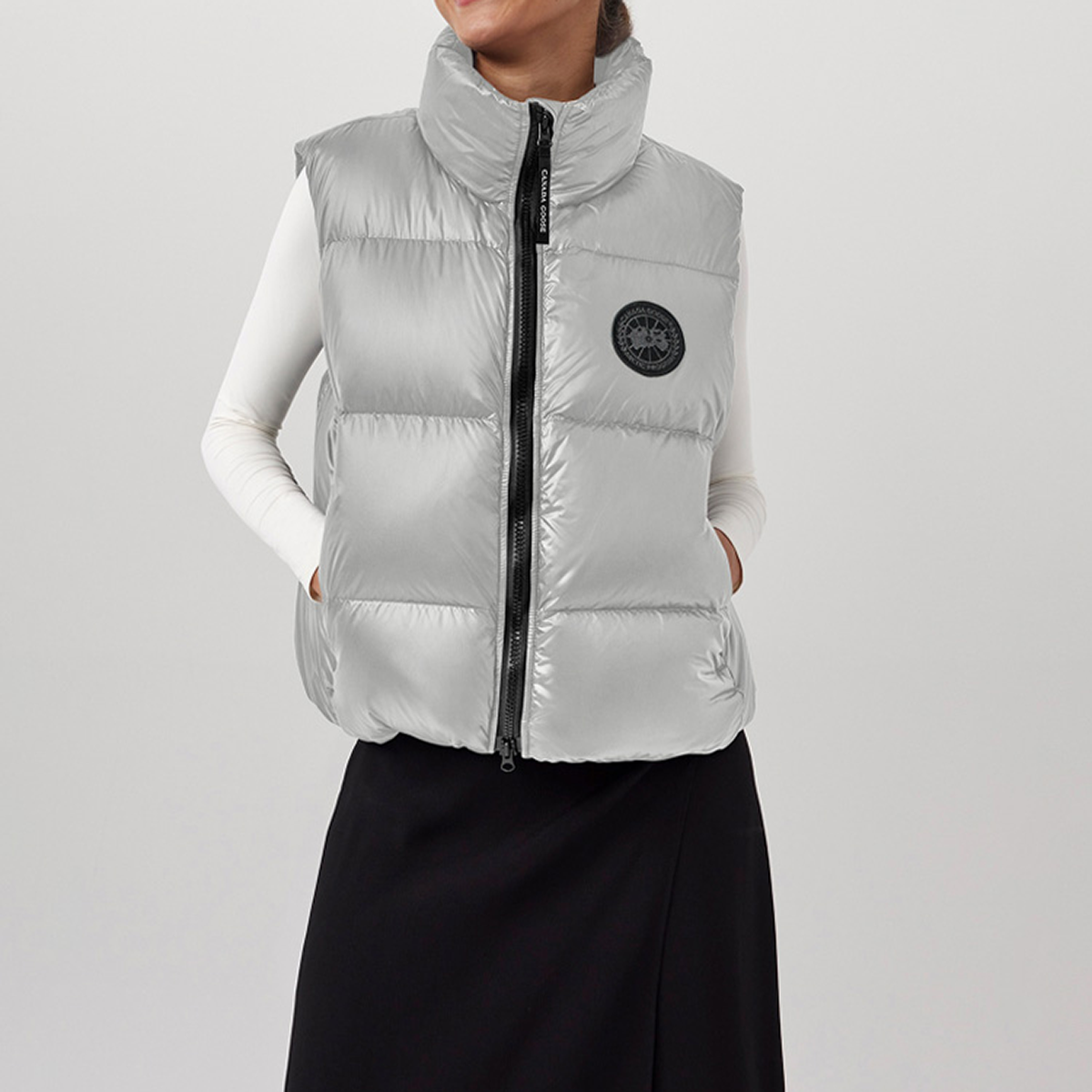 Canada Goose Cypress Black Label Women's Lightweight High-Neck Puffer Vest – Silver Birch