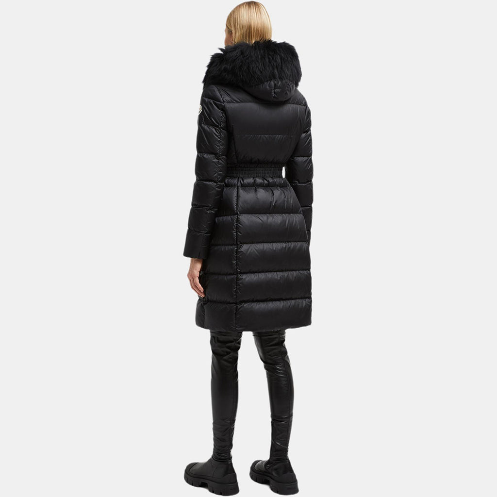 Moncler Boedic Women's Long Hooded Goose Down Puffer Coat – Black