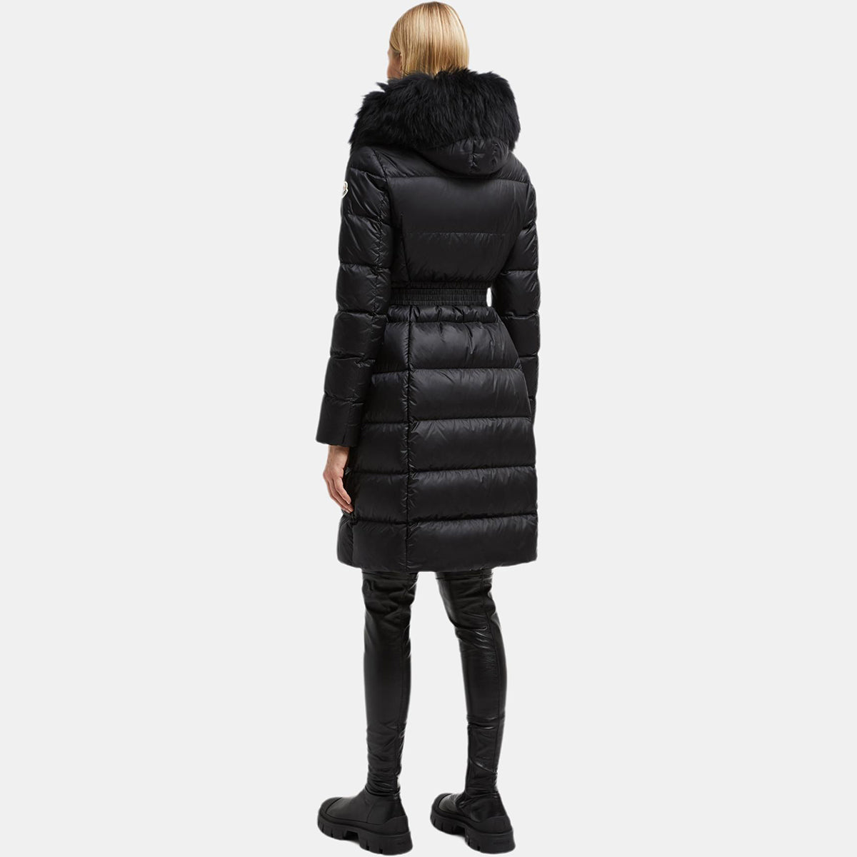 Moncler Boedic Women's Long Hooded Goose Down Puffer Coat – Black