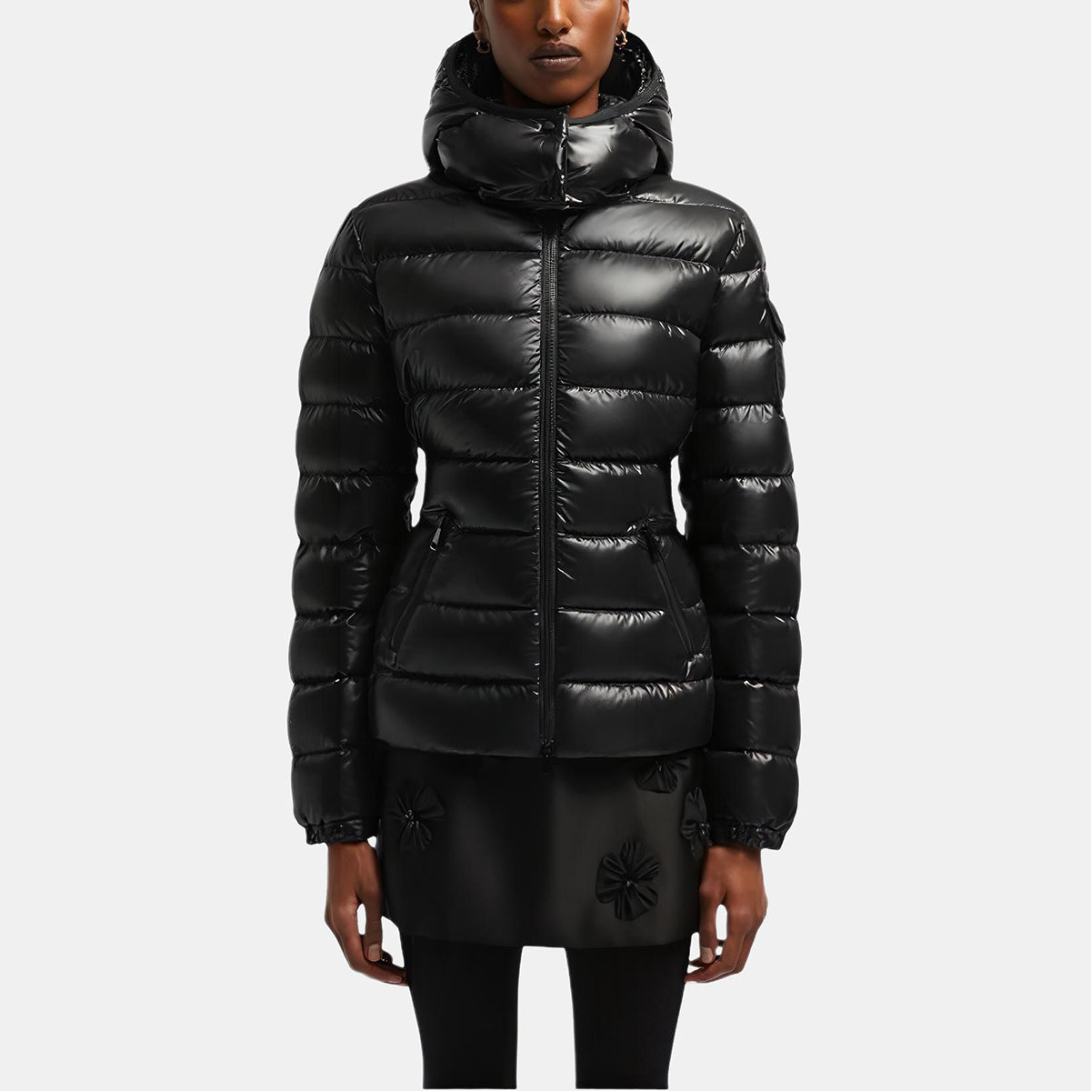 Moncler Bady Women's Hooded Quilted Goose Down Puffer Jacket – Black