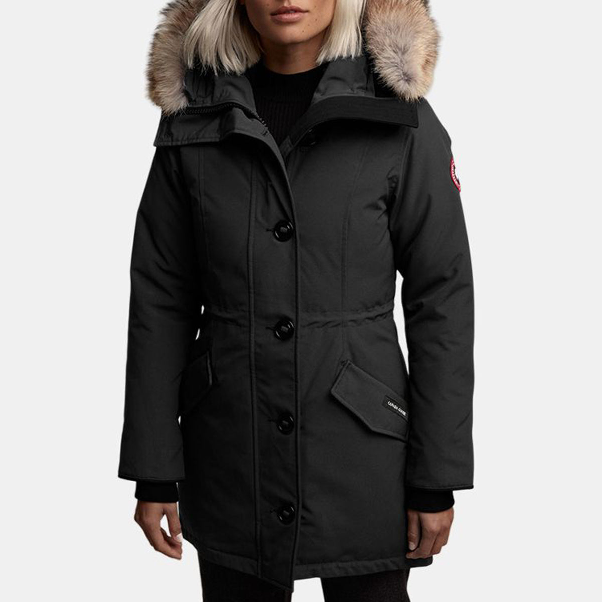 Canada Goose Rossclair Fusion Fit Red Label Women's Mid-Length Duck Down Parka – Black