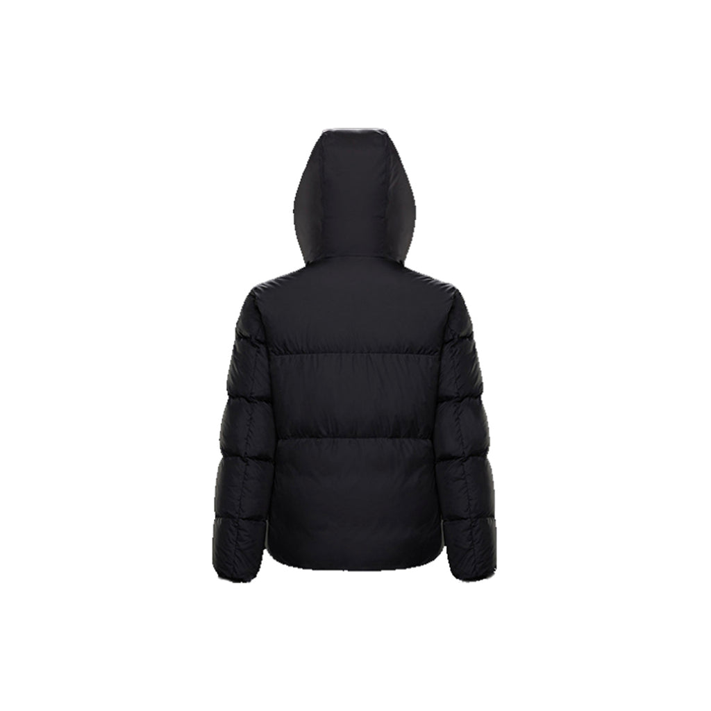 Moncler Montcla Unisex Hooded Goose Down Puffer Jacket with Logo Trim – Black