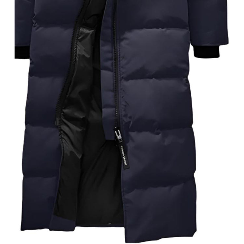 Canada Goose Mystique Women's Slim-Fit Long Duck Down Parka with Detachable Hood – Navy Blue