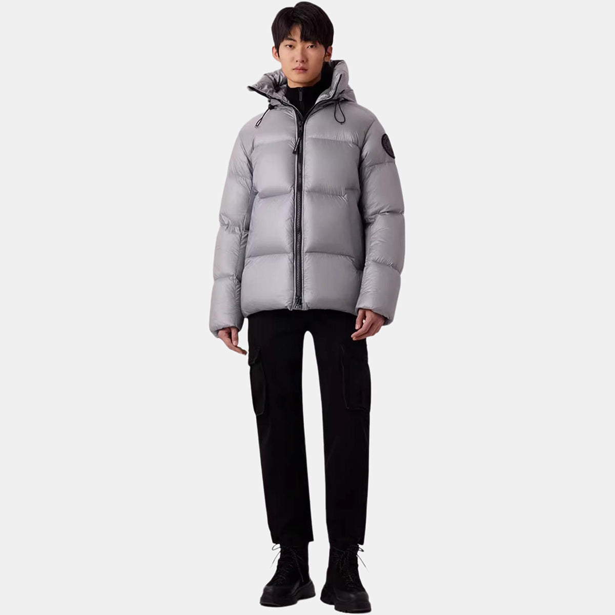 Canada Goose Crofton Black Label Unisex Lightweight Duck Down Hooded Puffer Jacket – Silver Birch
