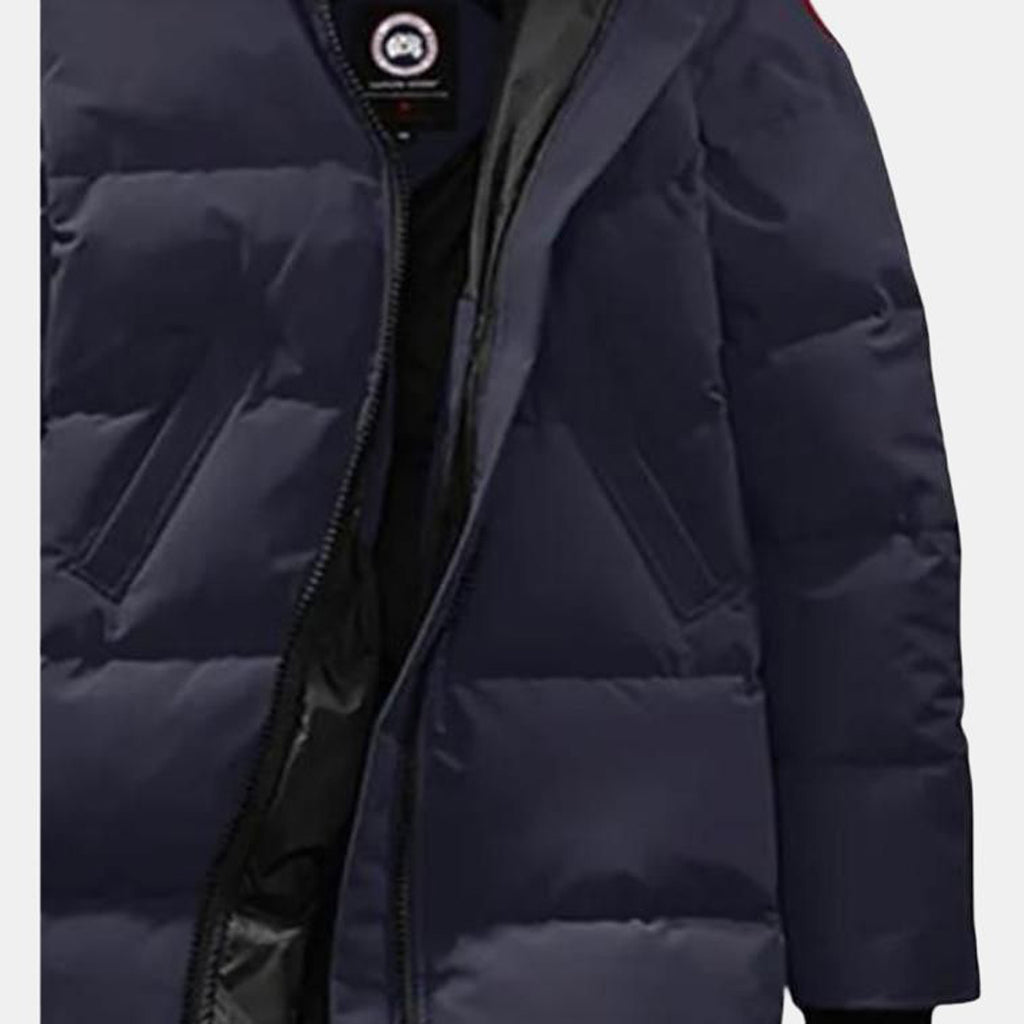 Canada Goose Mystique Women's Slim-Fit Long Duck Down Parka with Detachable Hood – Navy Blue