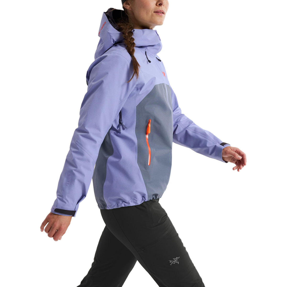 Arc'teryx Beta SL Women's Lightweight GORE-TEX Colorblock Hooded Shell Jacket – Moonstone Purple & Stratus Blue