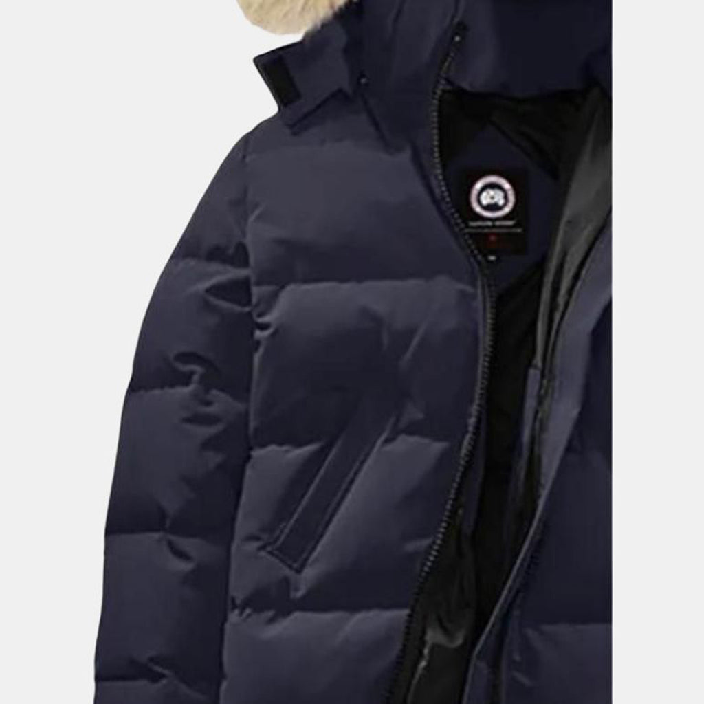 Canada Goose Mystique Women's Slim-Fit Long Duck Down Parka with Detachable Hood – Navy Blue