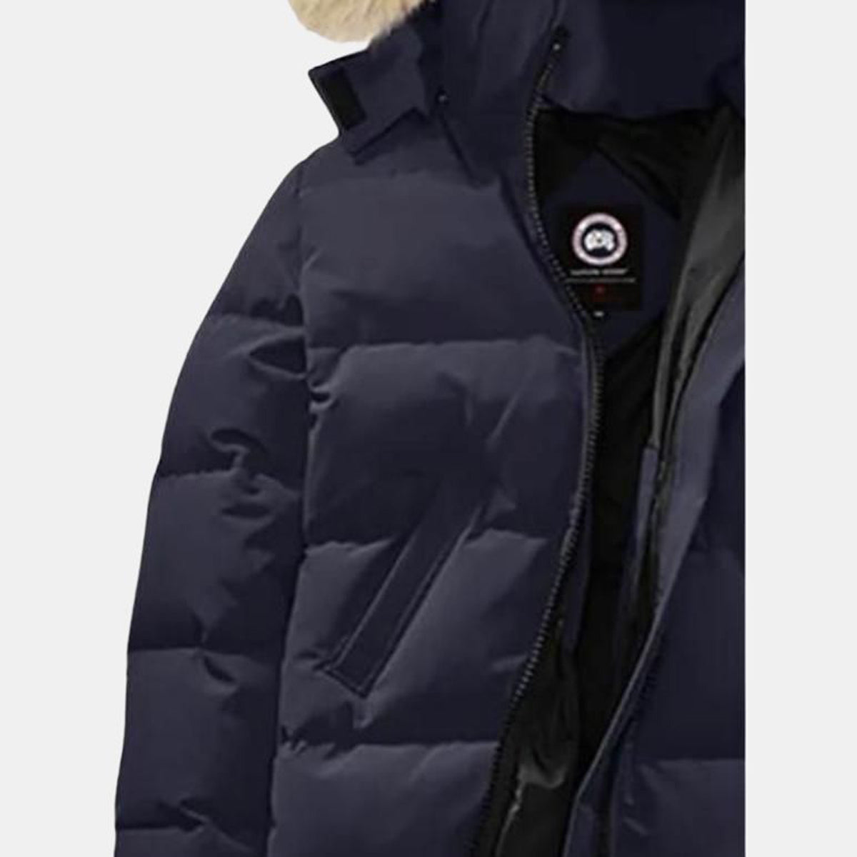 Canada Goose Mystique Women's Slim-Fit Long Duck Down Parka with Detachable Hood – Navy Blue