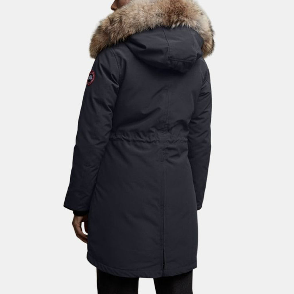 Canada Goose Rossclair Red Label Women's Mid-Length White Duck Down Hooded Parka – Dark Navy