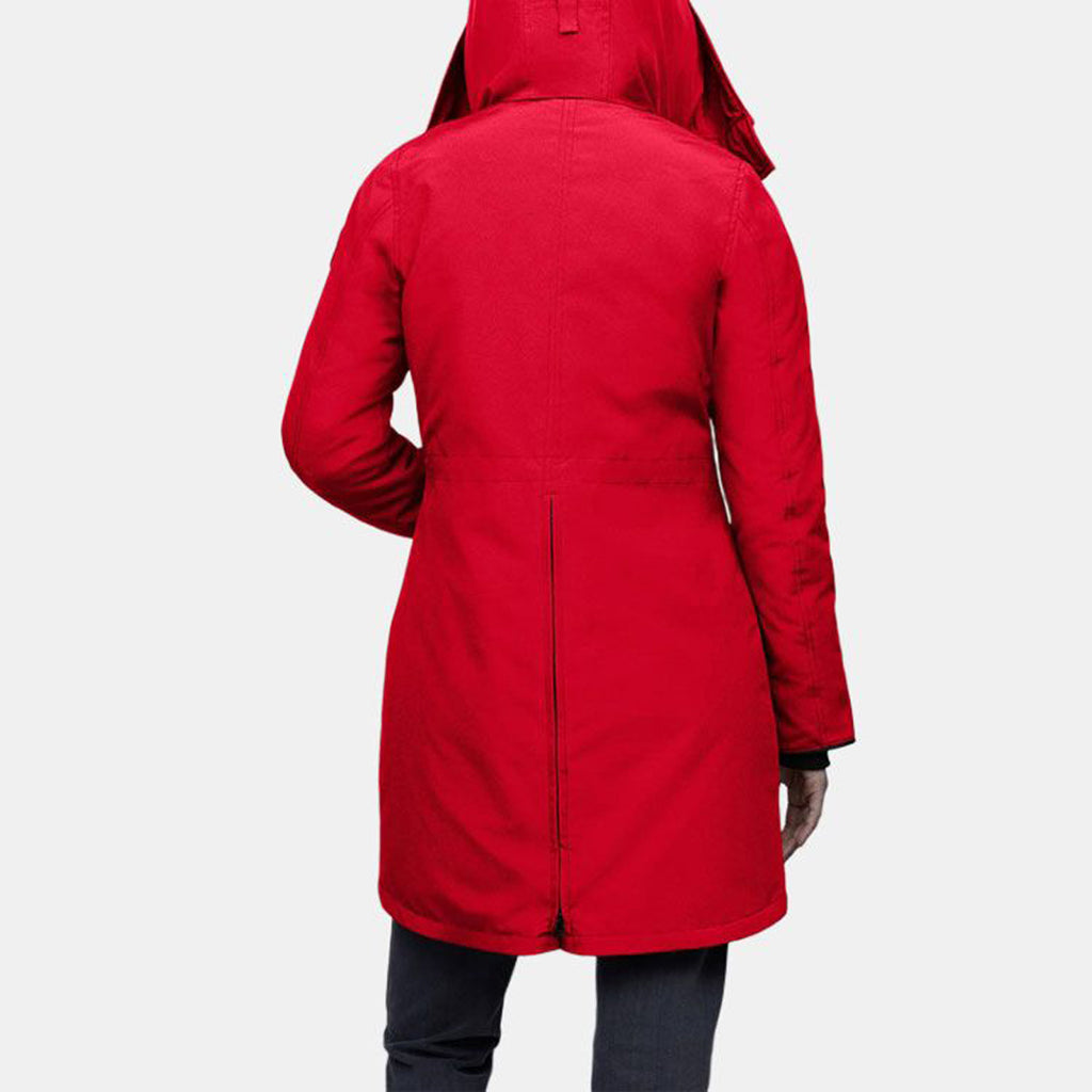 Canada Goose Rossclair Women's Mid-Length White Duck Down Hooded Parka – Red