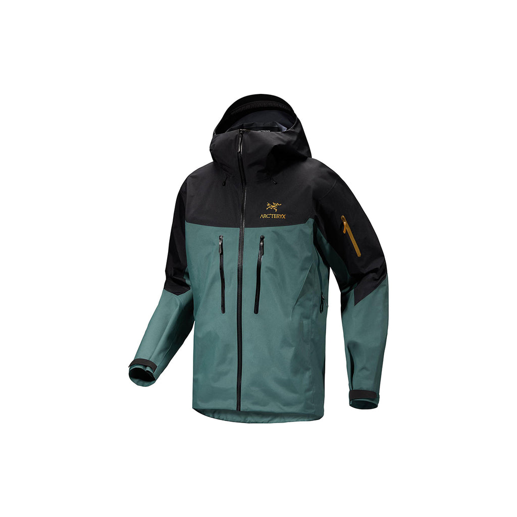 Arc'teryx Alpha SV Gen 7 Men's GORE-TEX Pro Hooded Shell Jacket – Dark Magic (Black & Green / Gold Logo)