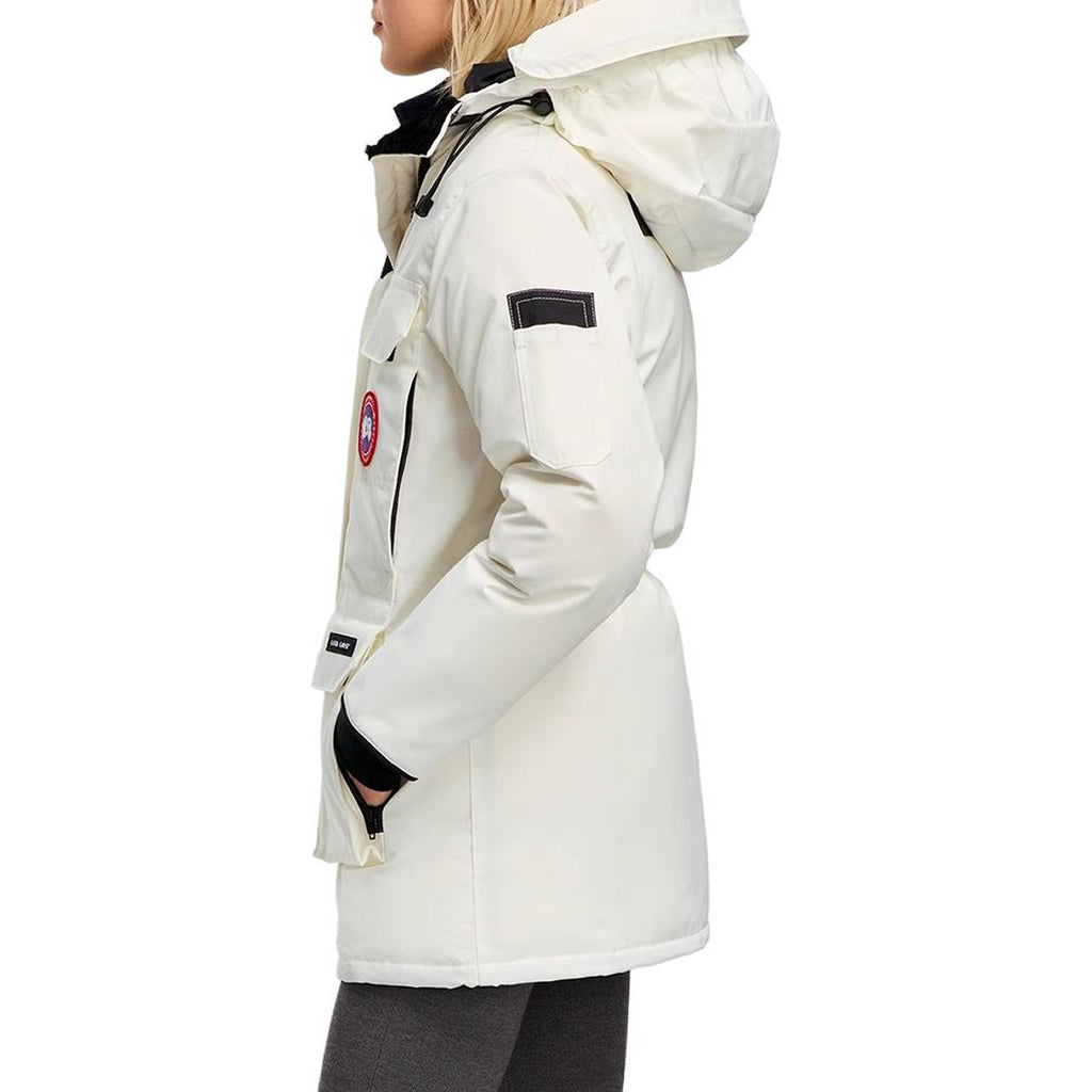 Canada Goose Expedition Women's Hooded Down Parka with Coyote Fur Trim – White