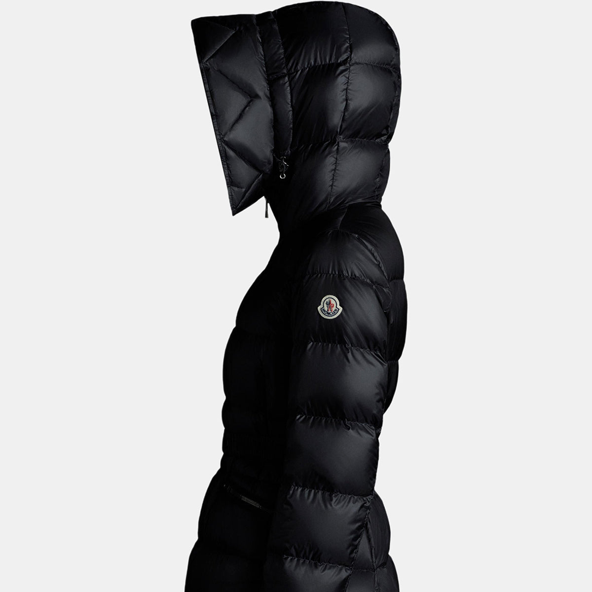 Moncler Boedic Women's Quilted Hooded Goose Down Coat with Oversized Fox Fur Trim & Belt – Black