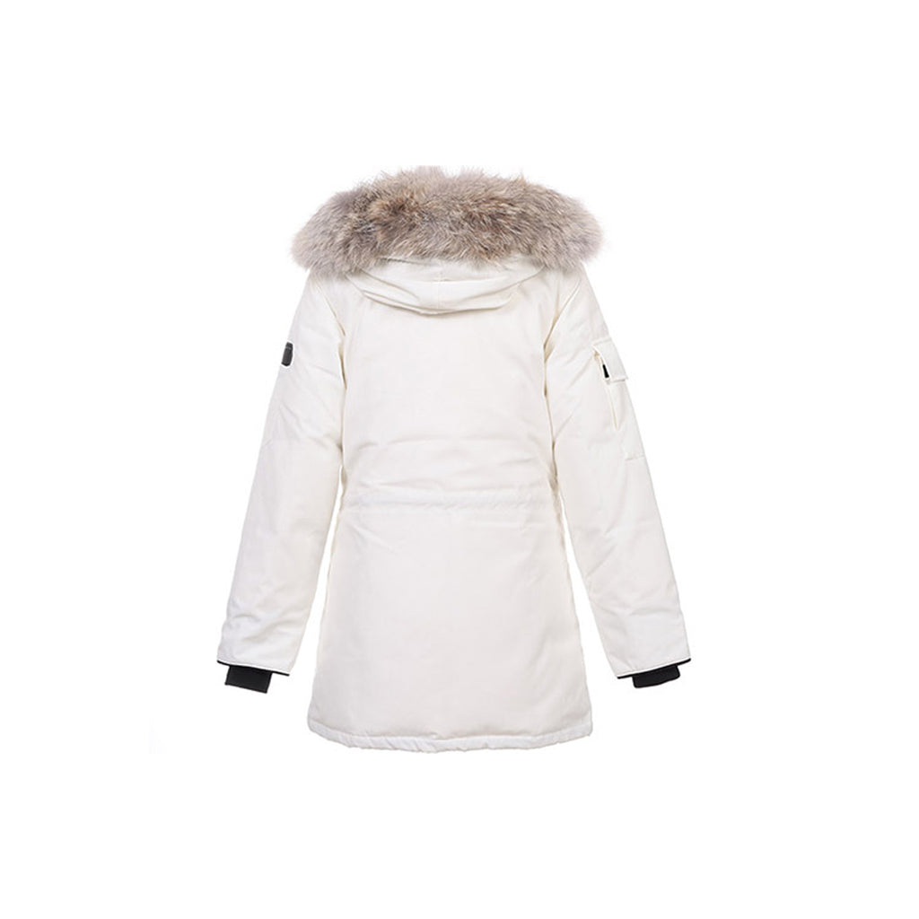 Canada Goose Expedition Women's Hooded Down Parka with Coyote Fur Trim – White