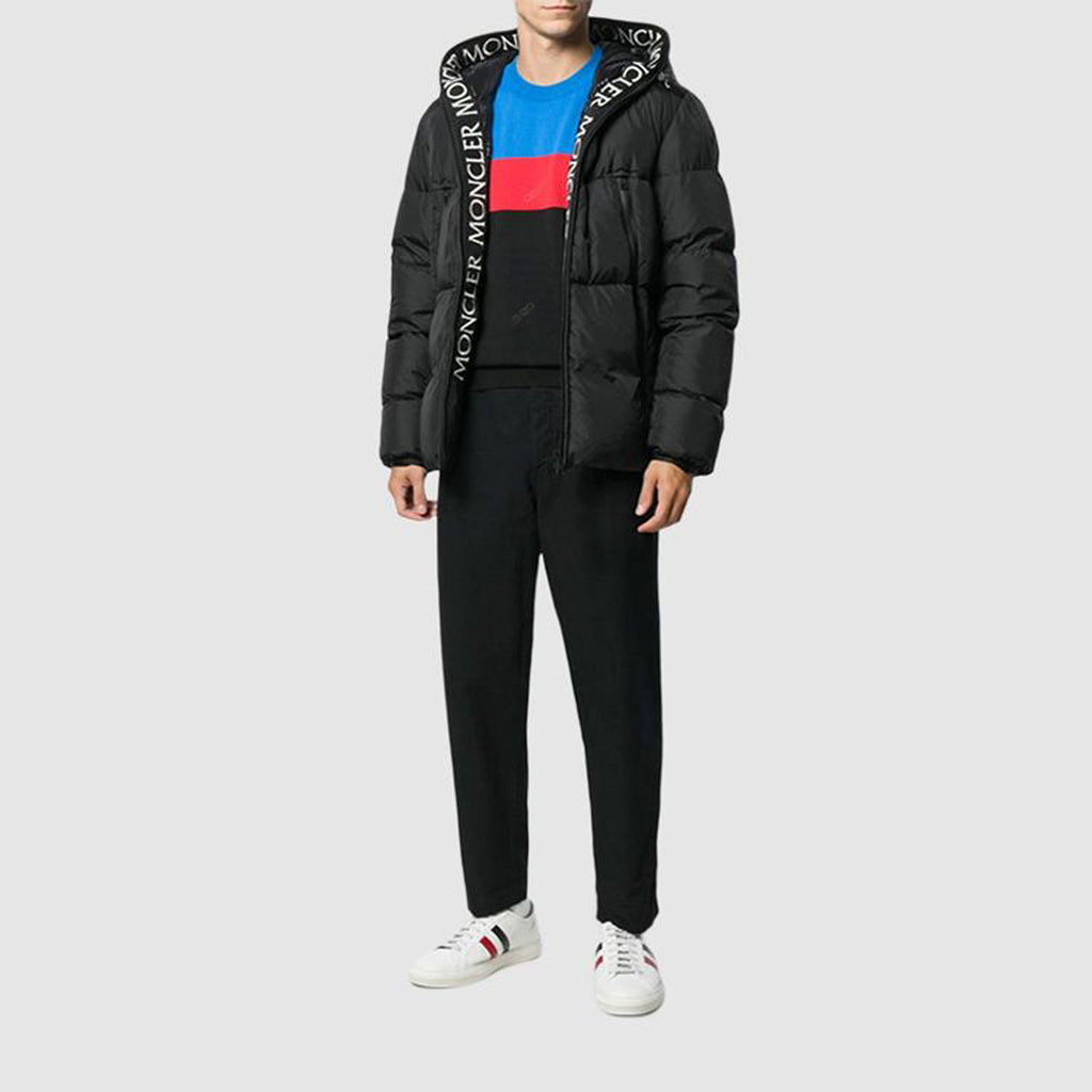 Moncler Montcla Unisex Hooded Goose Down Puffer Jacket with Logo Trim – Black