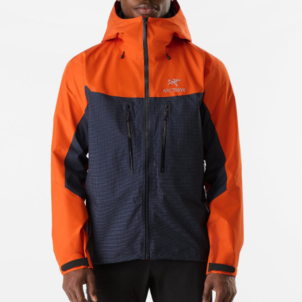 Arc'teryx Alpha Men's GORE-TEX Colorblock Shell Jacket – Sapphire Blue / Black / Phenom Orange